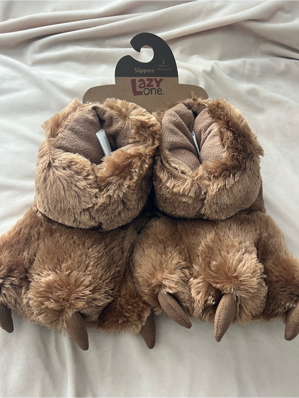 Lazy One Kids Brown Plush Bear Claw Slippers